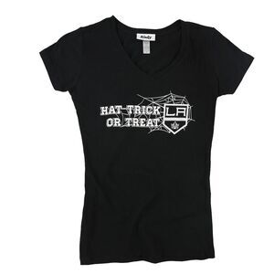 Rinky Womens Hat Trick Or Treat LA Kings Graphic T-Shirt, Black, NWT